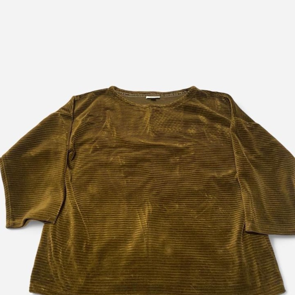 J. Jill Olive Green/Brown Crushed Velour Blouse